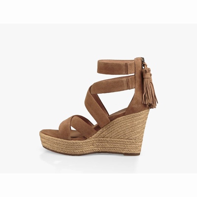 Sandálias UGG Raquel Platform Heels Mulher Marrom | PT-HDPOZ